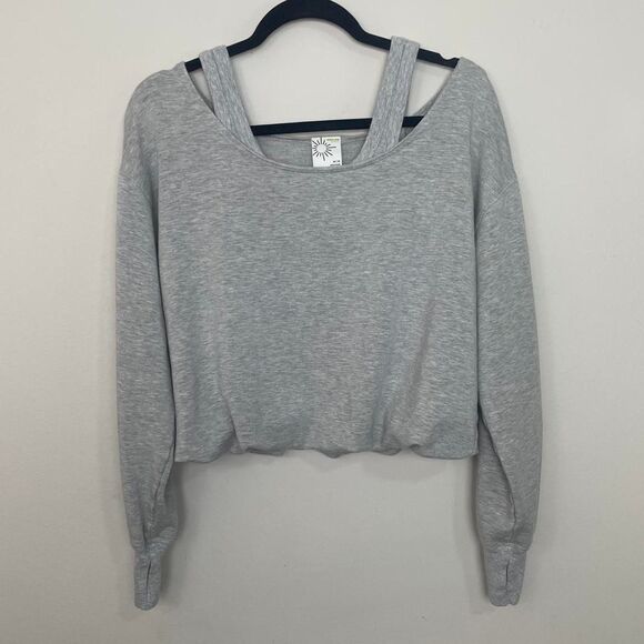 Aerie Gray Off-the-Shoulder Sweater - Picture 3 of 8